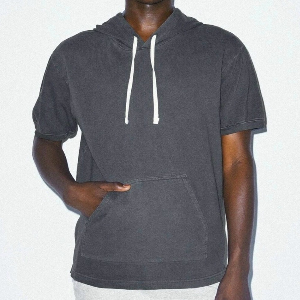 NWOT AMERICAN APPAREL French Terry Short Sleeve Hoodie Faded Black XS